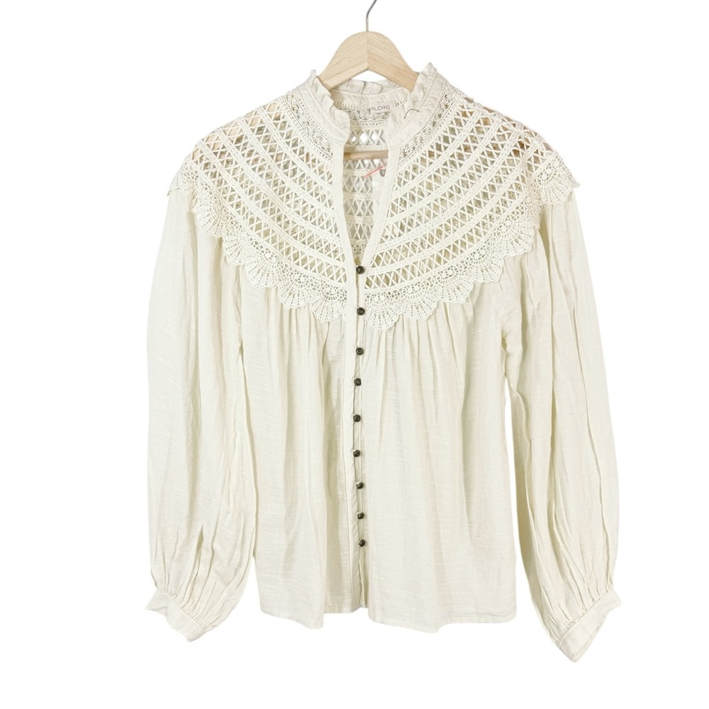 Anthropologie Pilcro Lace Yoke Peasant Blouse Medium NWT - Picture 5 of 10